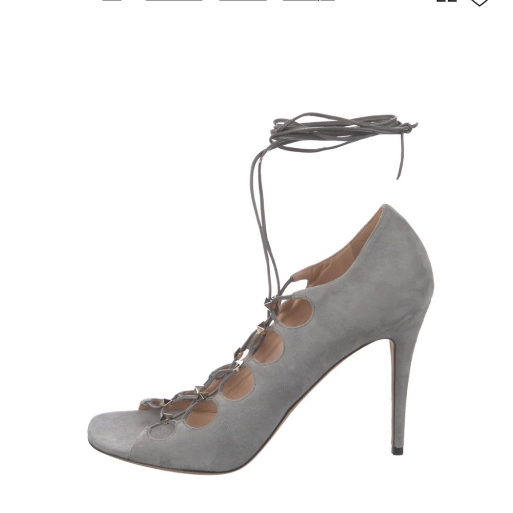 Valentino Suede Rock Stud Laced Sandal